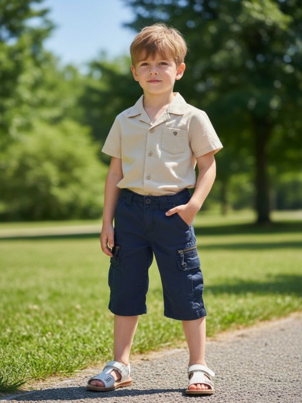 BUFFALO DAVID BITTON Black Long Cargo Shorts Boys 3T Selvege Board Minimalist